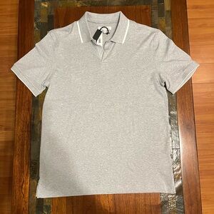 Banana Republic Light Gray Polo Shirt M TALL